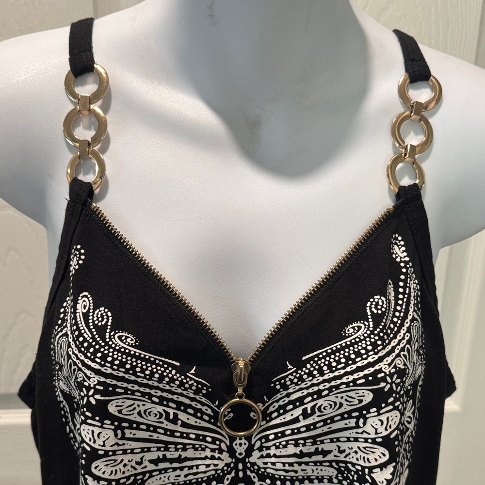 Black Butterfly Embellished Women's Top - Picture 2 of 3